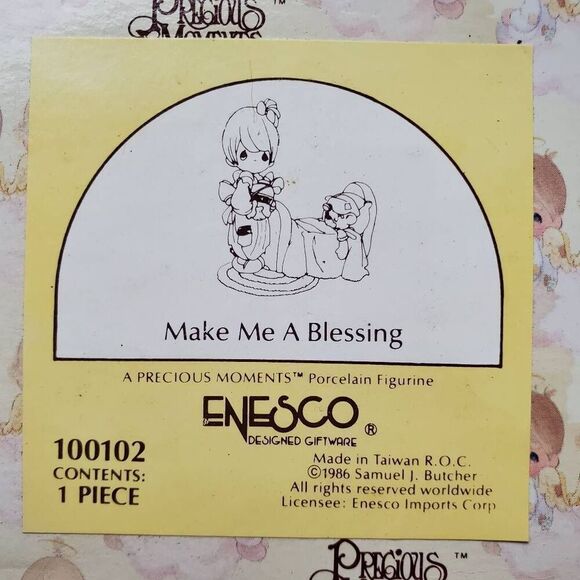 1989 Precious Moments #100102 Make Me Make Me A Blessing Porcelain Figurine - Picture 5 of 6